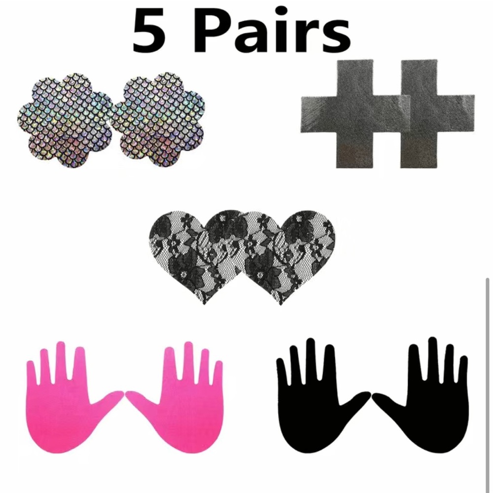 5 Pairs Disposable Nipple Pasties, Invisible Self-Adhesive Anti-convex Nipple Pa
